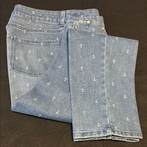 Talbots washed Blue Straight Leg Jeans with anchor design